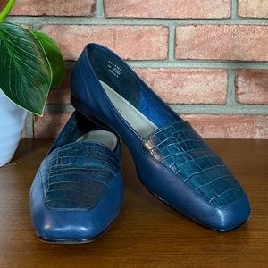 Worthington Linda Blue Croc Leather Loafer